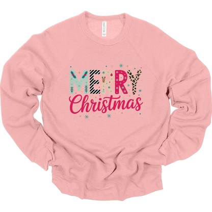 Merry Christmas Colorful Preppy Letters