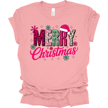 Merry Christmas Pink Retro Leopard