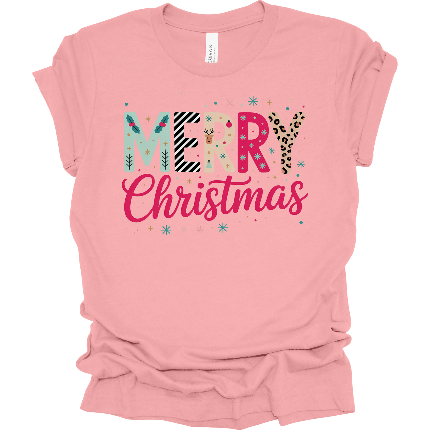 Merry Christmas Colorful Preppy Letters