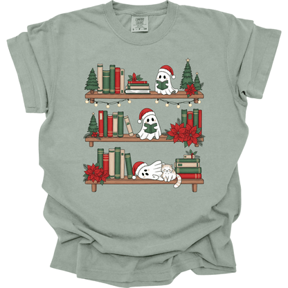 Ghost Library – Cute Book Lover Holiday Tee
