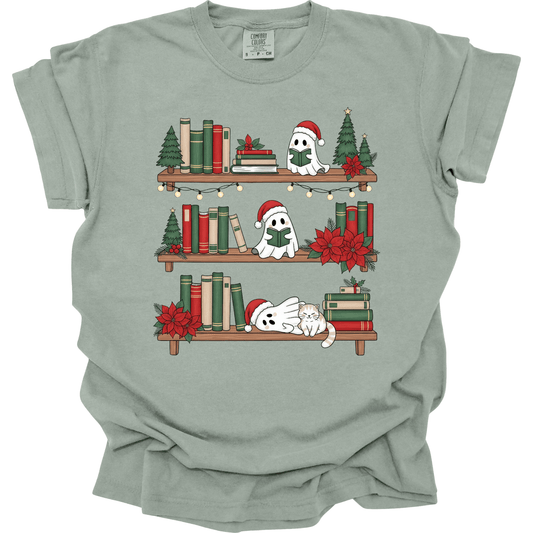 Ghost Library – Cute Book Lover Holiday Tee
