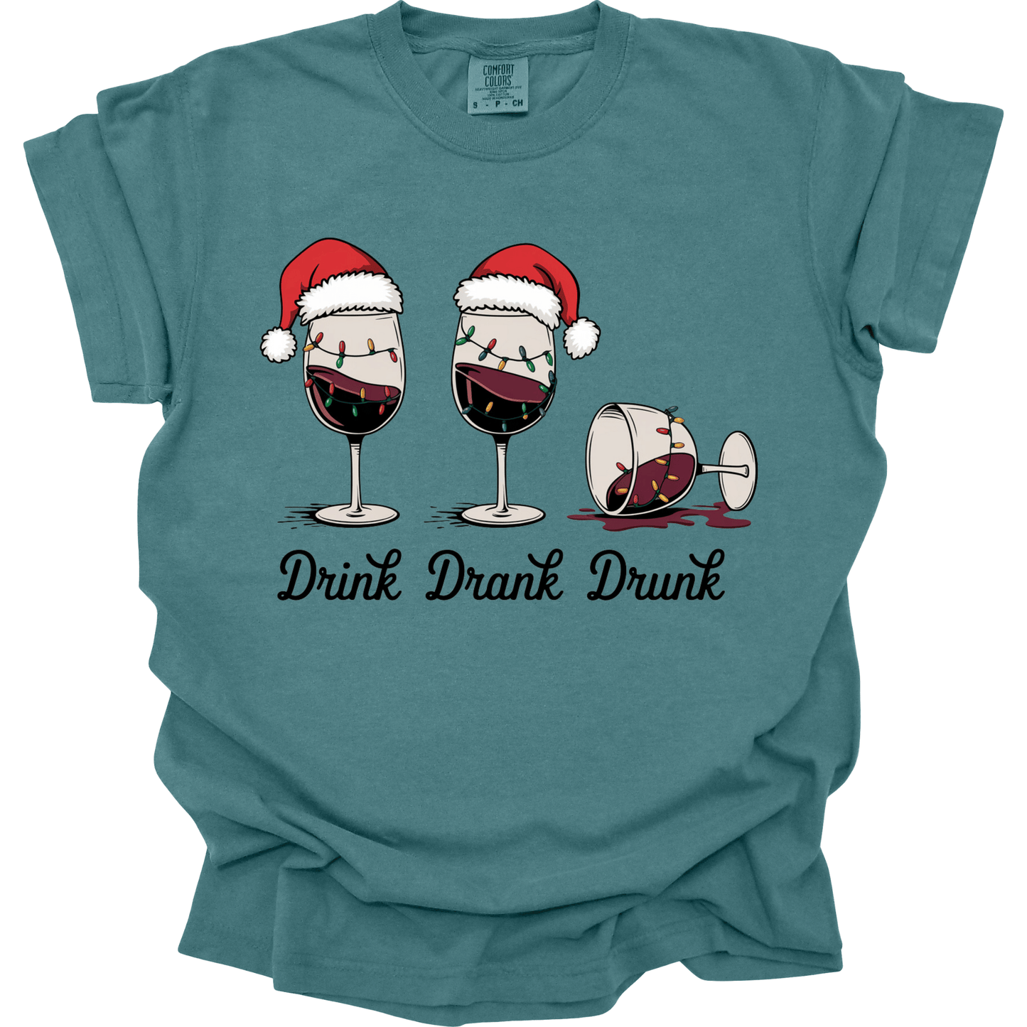 Drink Drank Drunk Christmas Wine Glasses