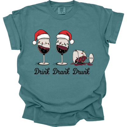 Drink Drank Drunk Christmas Wine Glasses