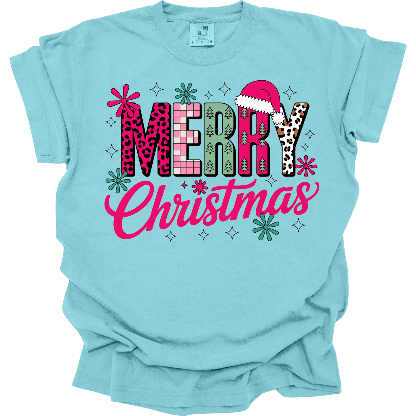 Merry Christmas Pink Retro Leopard