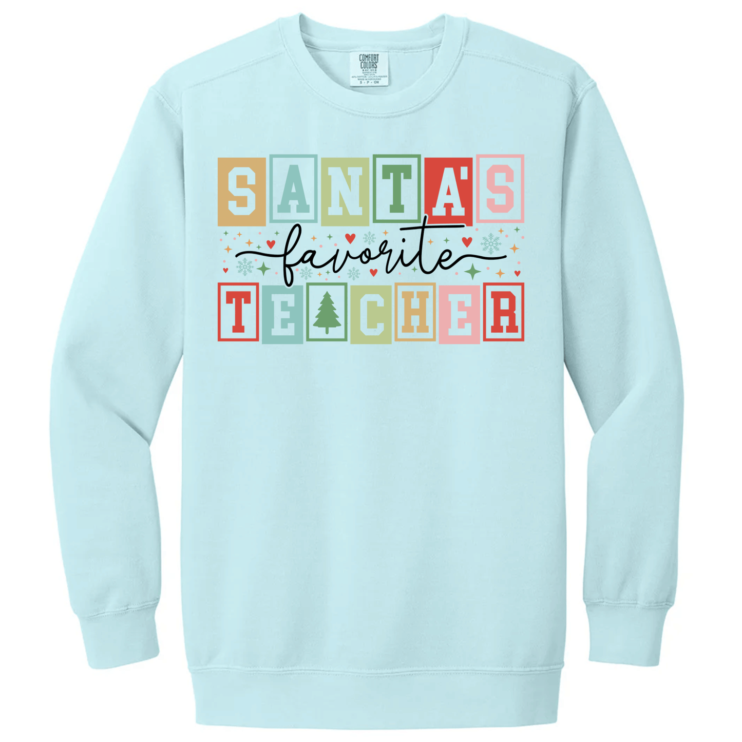 Santa’s Favorite Teacher Retro Block Letters