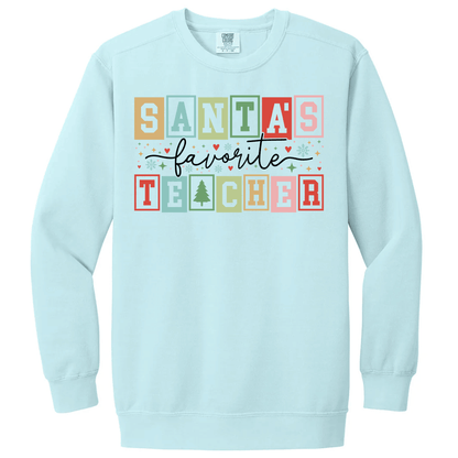 Santa’s Favorite Teacher Retro Block Letters