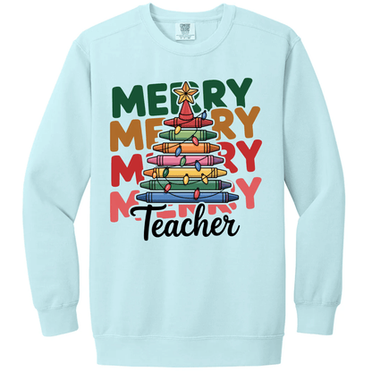 Merry Teacher – Colorful Crayon Tree