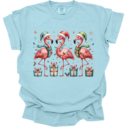Festive Christmas Flamingos