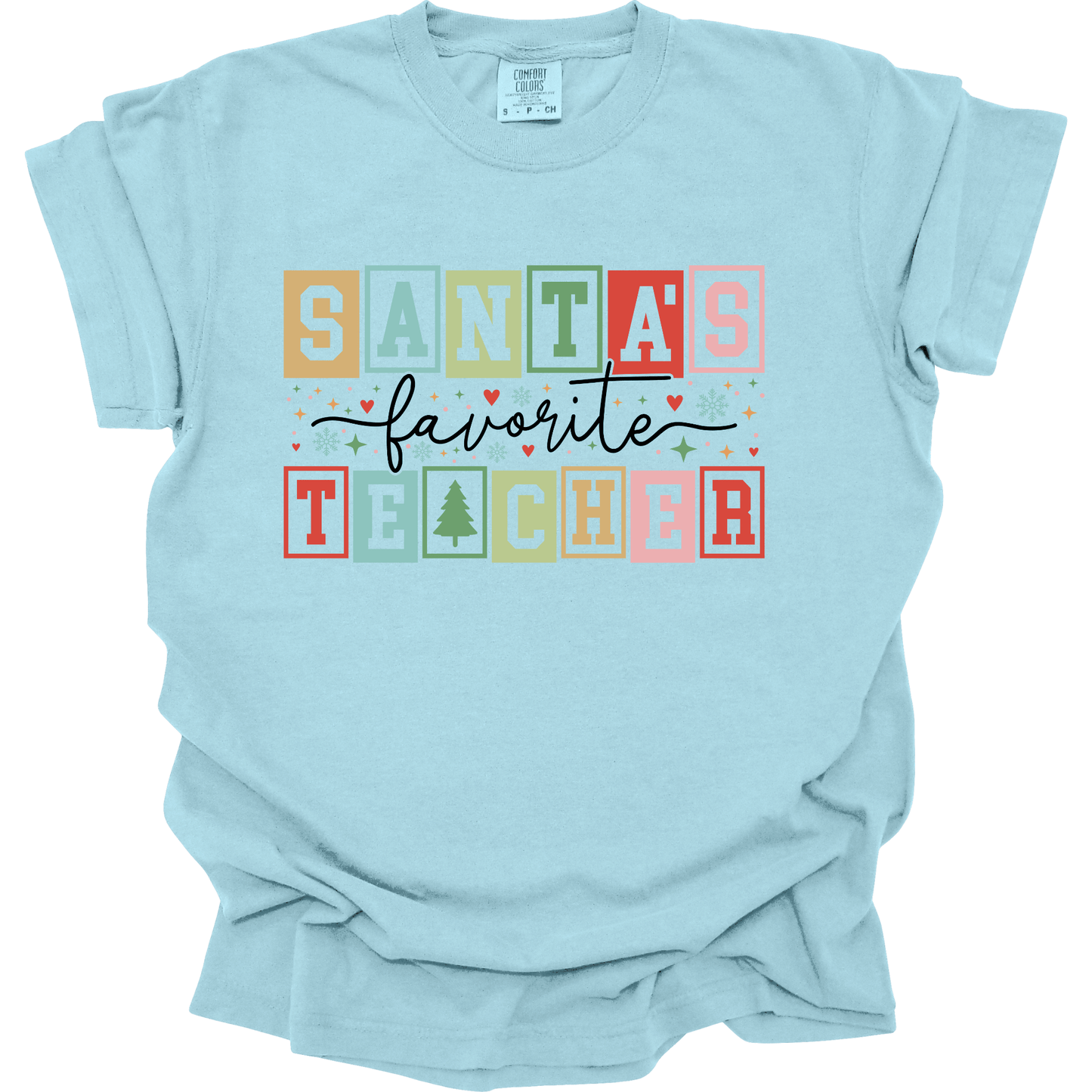 Santa’s Favorite Teacher Retro Block Letters