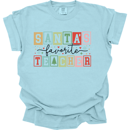 Santa’s Favorite Teacher Retro Block Letters