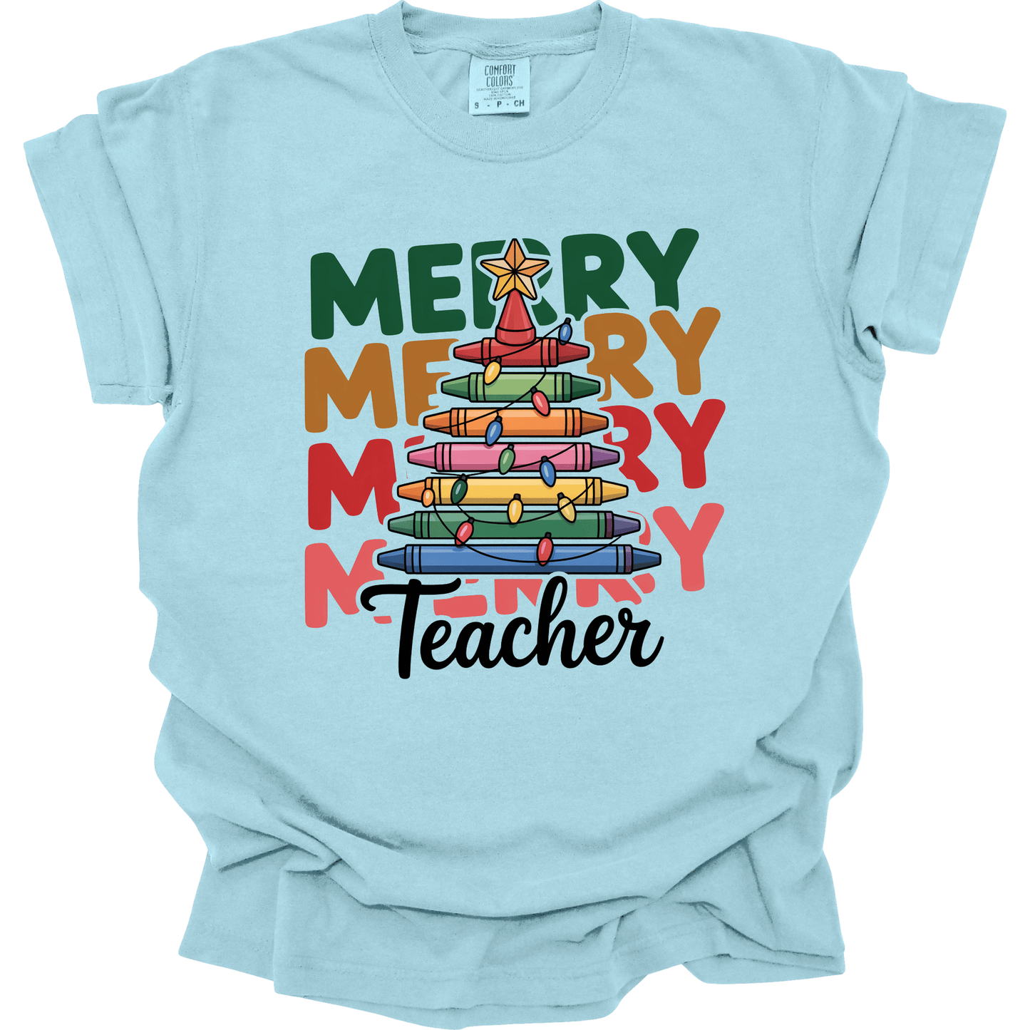 Merry Teacher – Colorful Crayon Tree