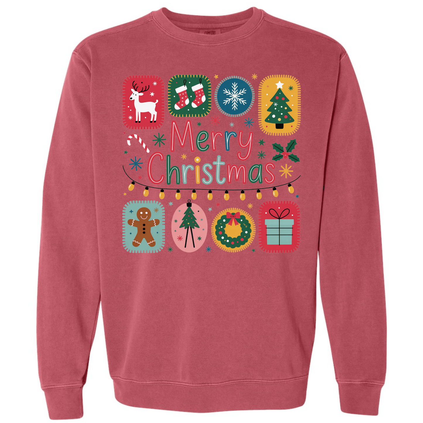 Merry Christmas Patchwork Icons – Cute Holiday Blocks & Festive Retro Colors