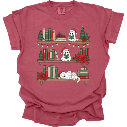 Ghost Library – Cute Book Lover Holiday Tee