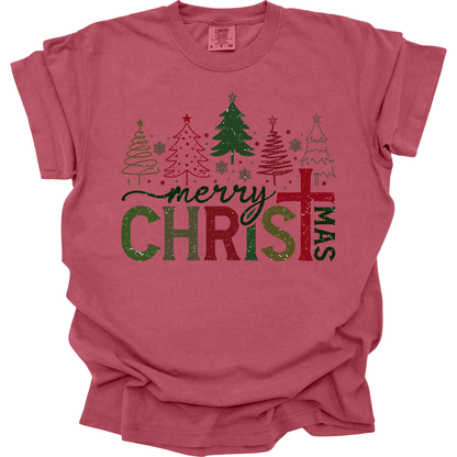 Merry CHRISTmas | Cross Christmas Trees Design