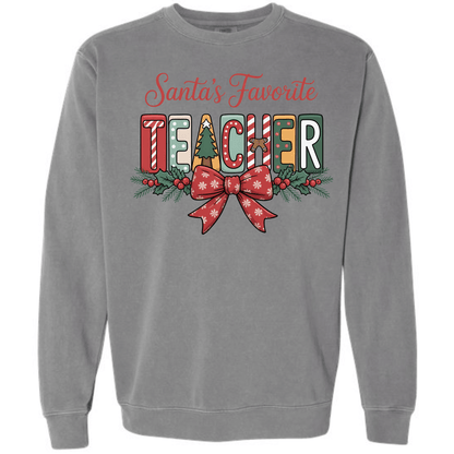 Santa’s Favorite Teacher Preppy Block Letter