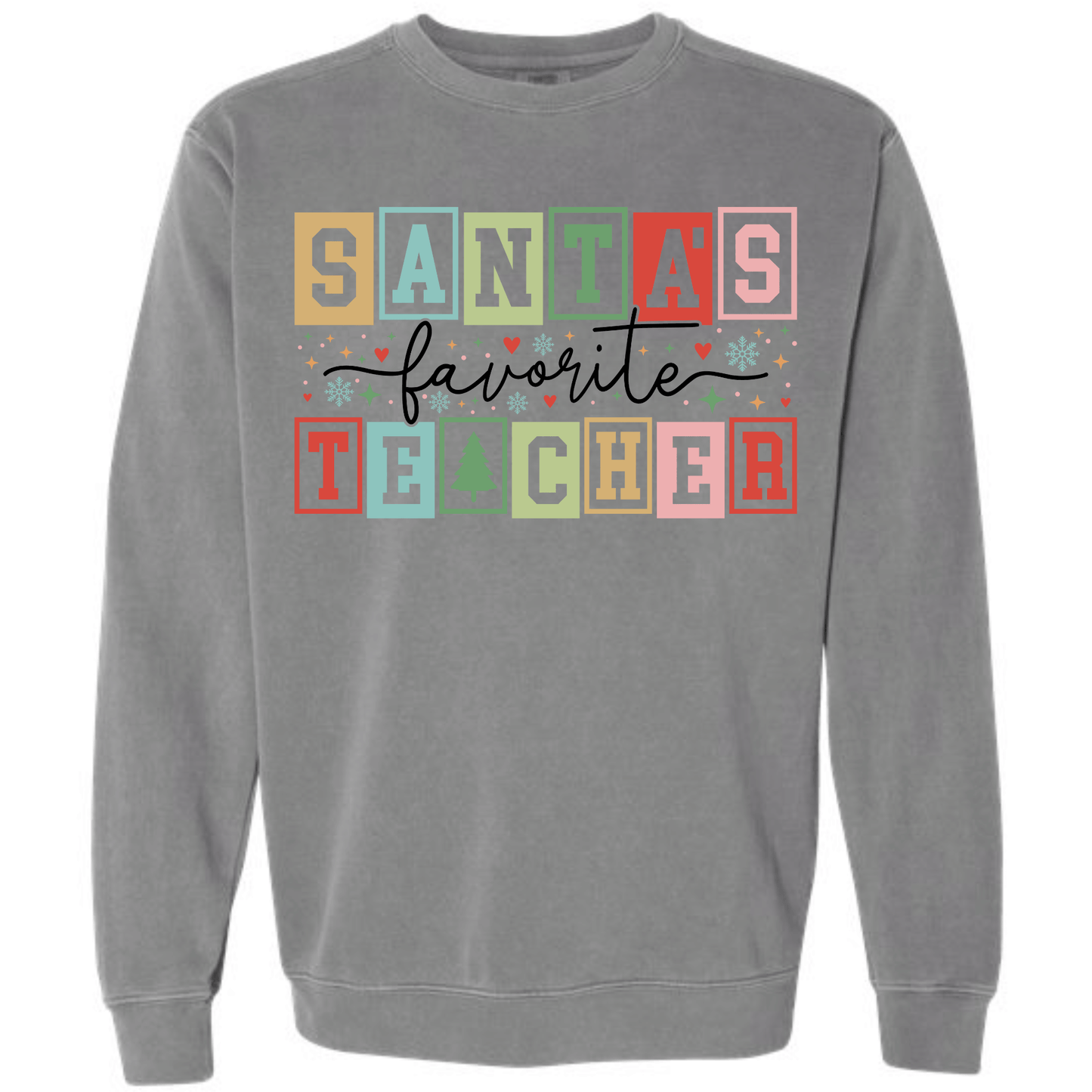 Santa’s Favorite Teacher Retro Block Letters