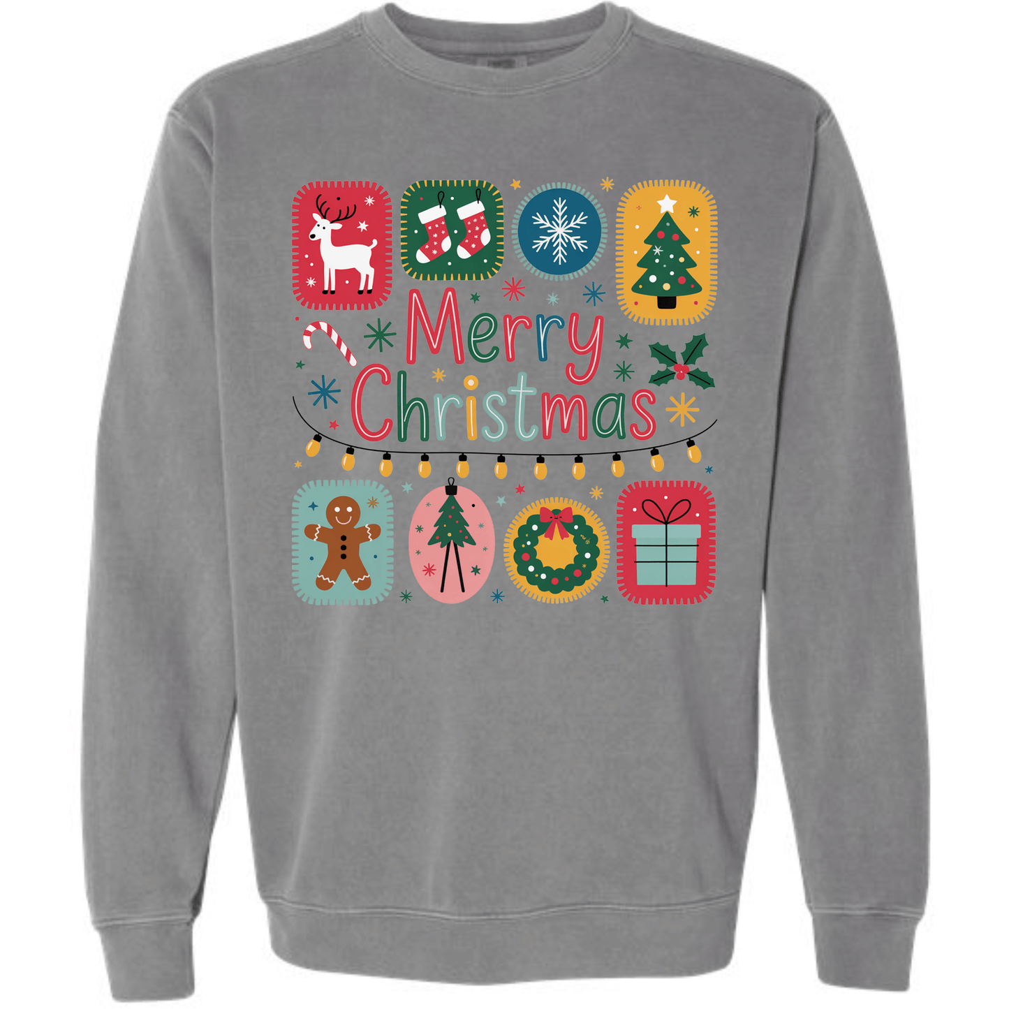 Merry Christmas Patchwork Icons – Cute Holiday Blocks & Festive Retro Colors