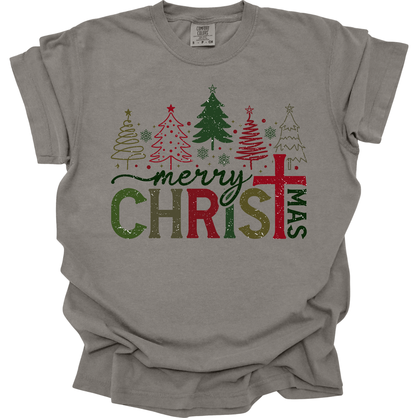 Merry CHRISTmas | Cross Christmas Trees Design