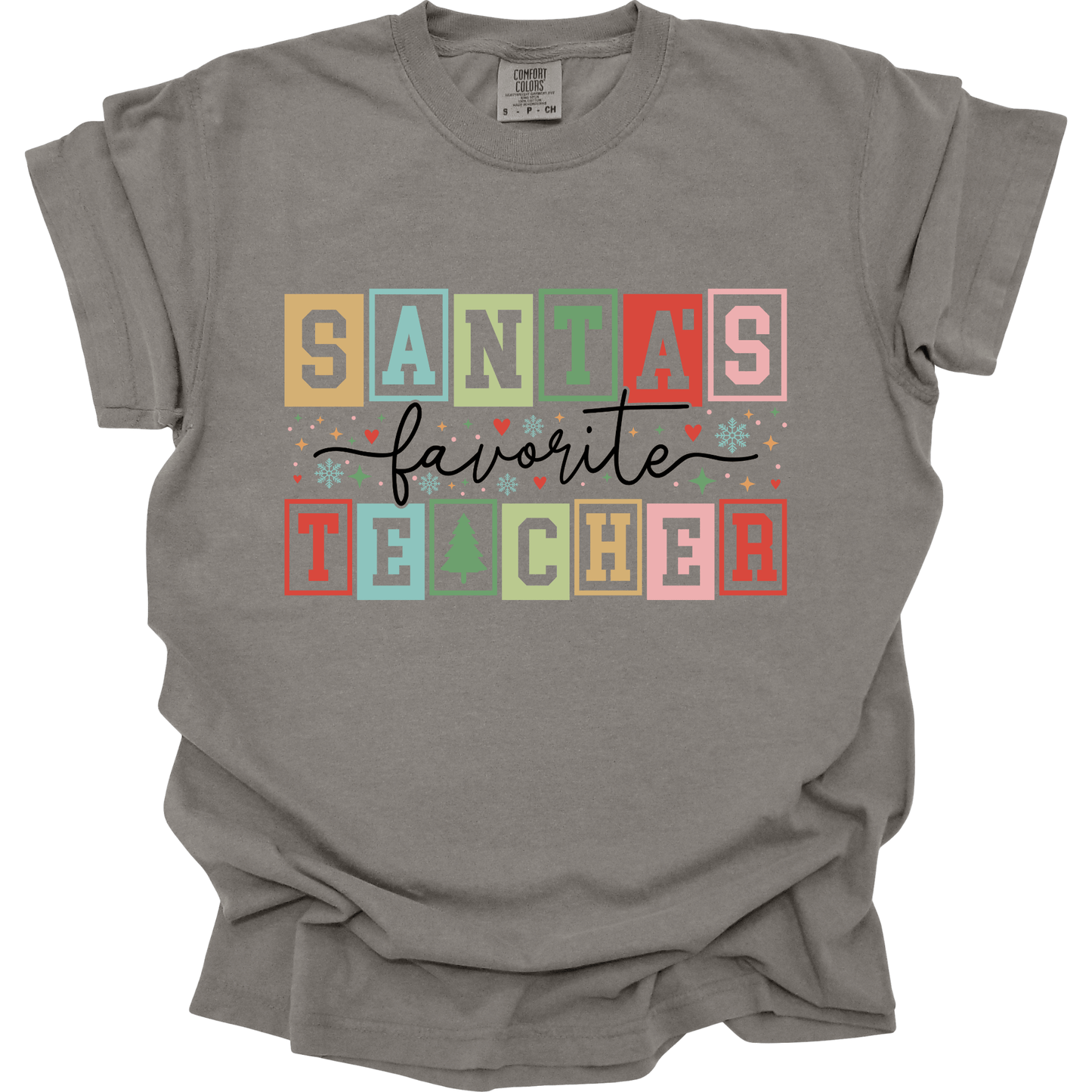 Santa’s Favorite Teacher Retro Block Letters