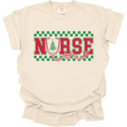 Nurse Christmas Checkered Stethoscope Tree