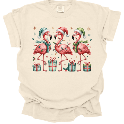 Festive Christmas Flamingos