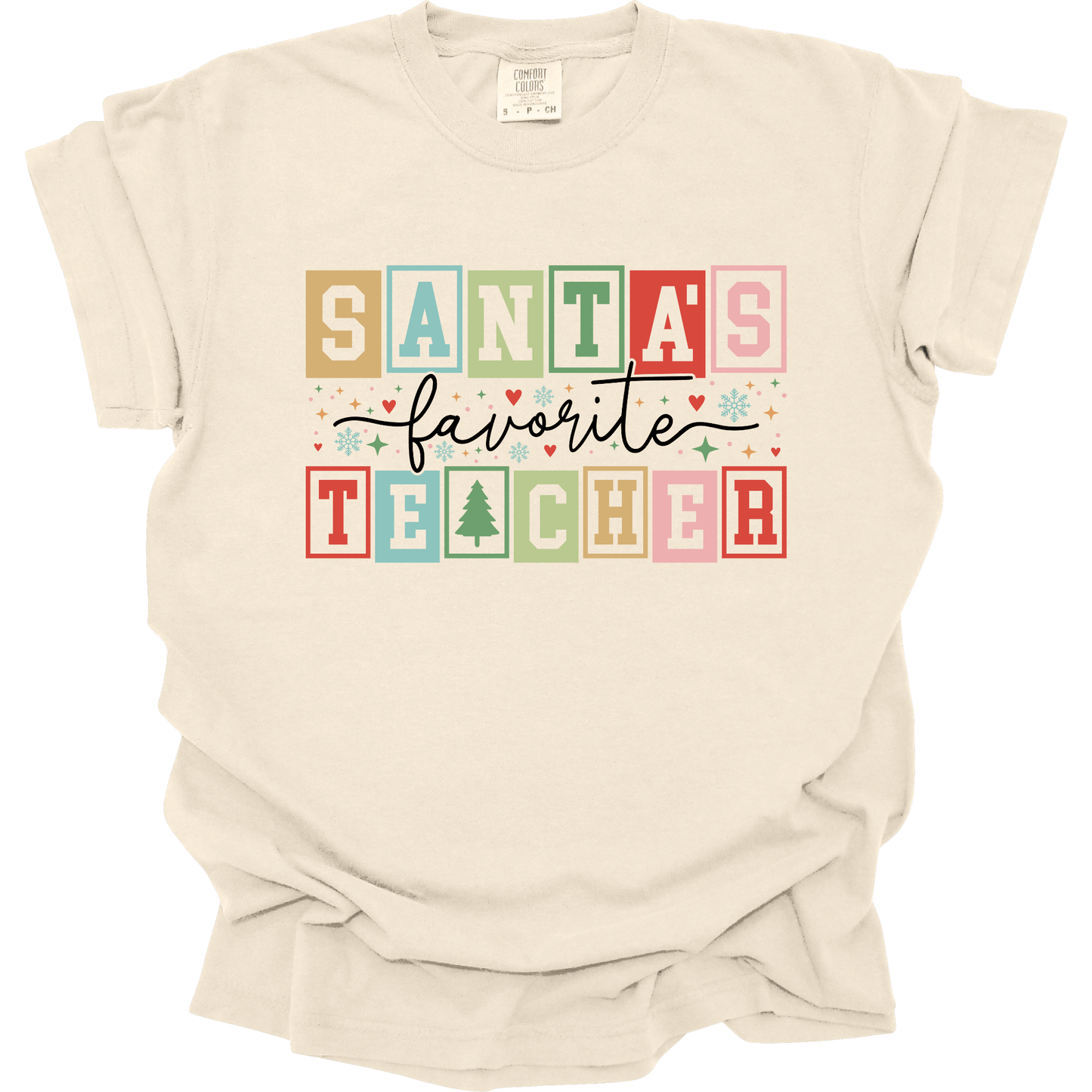 Santa’s Favorite Teacher Retro Block Letters