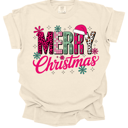 Merry Christmas Pink Retro Leopard