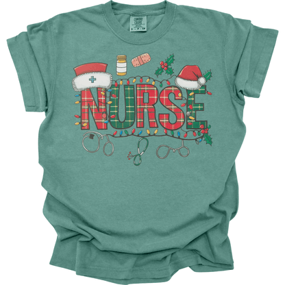 Christmas Nurse Plaid Lights