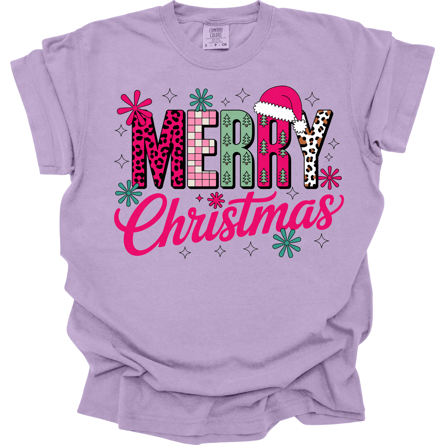 Merry Christmas Pink Retro Leopard