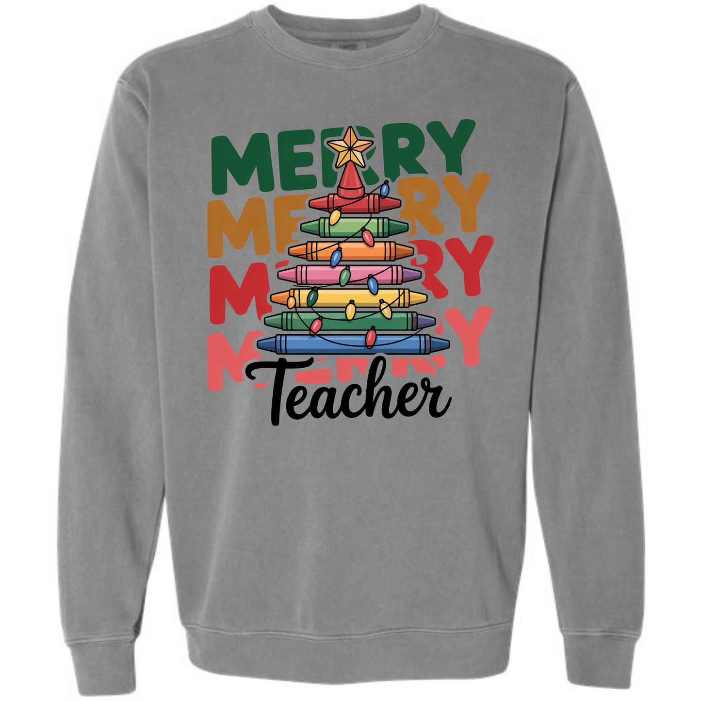 Merry Teacher – Colorful Crayon Tree