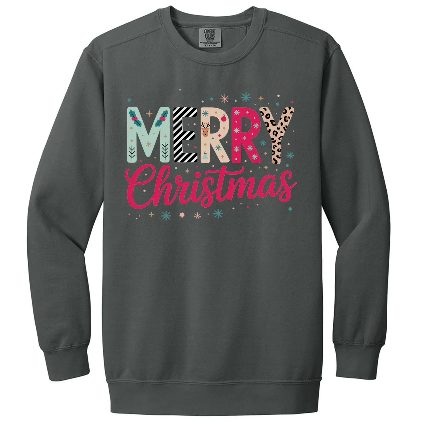 Merry Christmas Colorful Preppy Letters