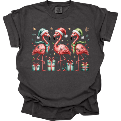 Festive Christmas Flamingos