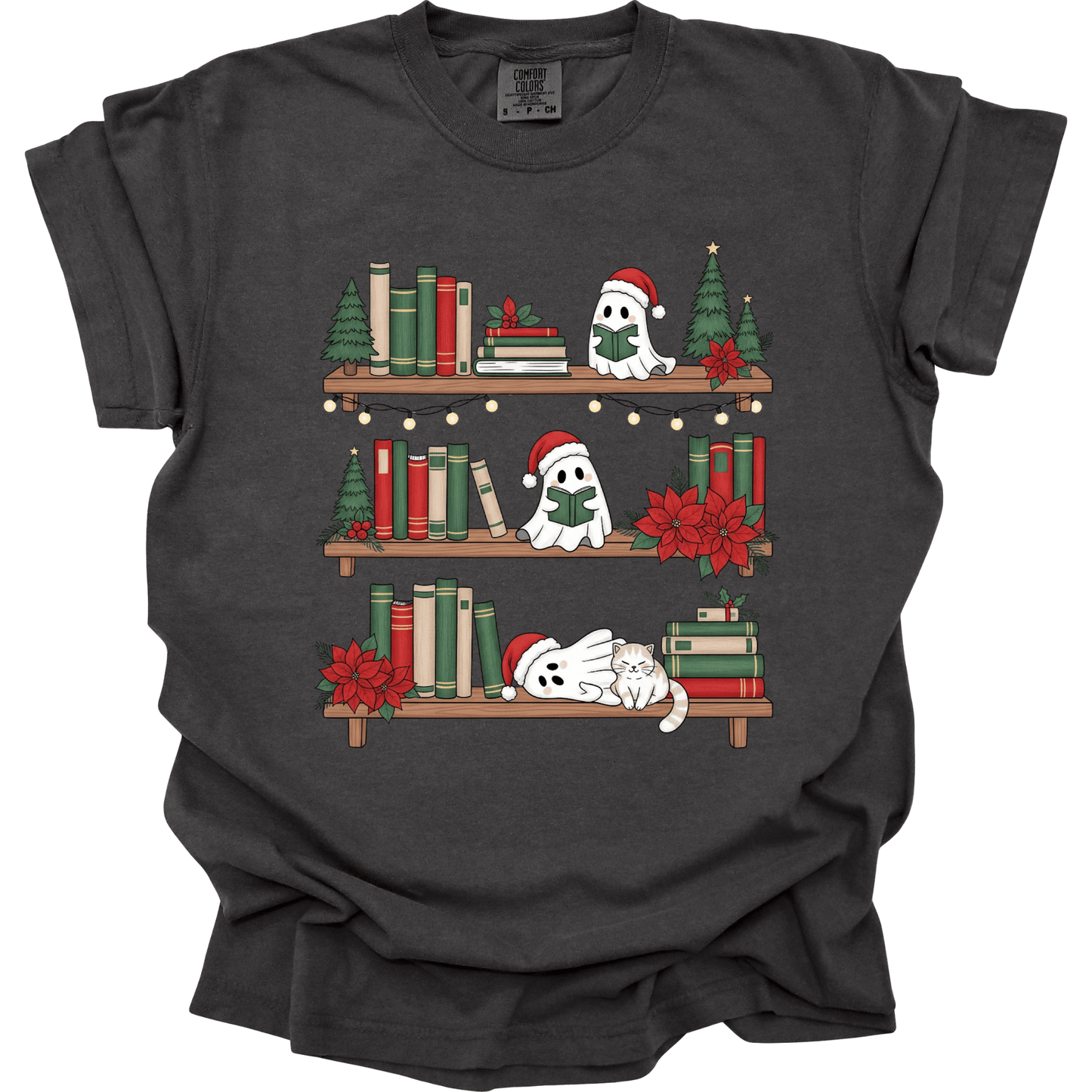 Ghost Library – Cute Book Lover Holiday Tee