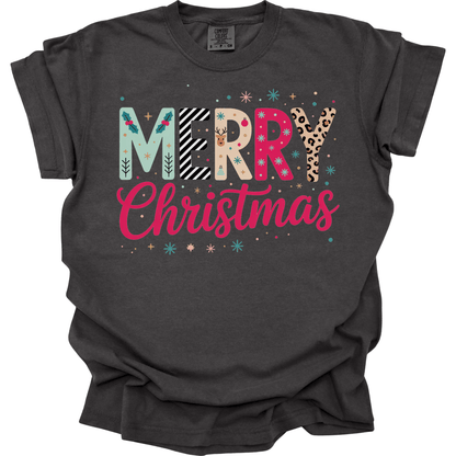 Merry Christmas Colorful Preppy Letters