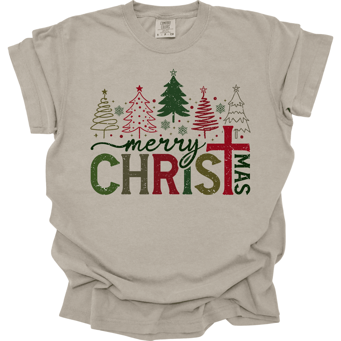 Merry CHRISTmas | Cross Christmas Trees Design