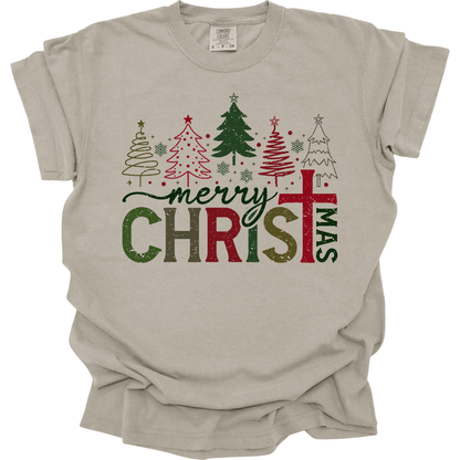 Merry CHRISTmas | Cross Christmas Trees Design