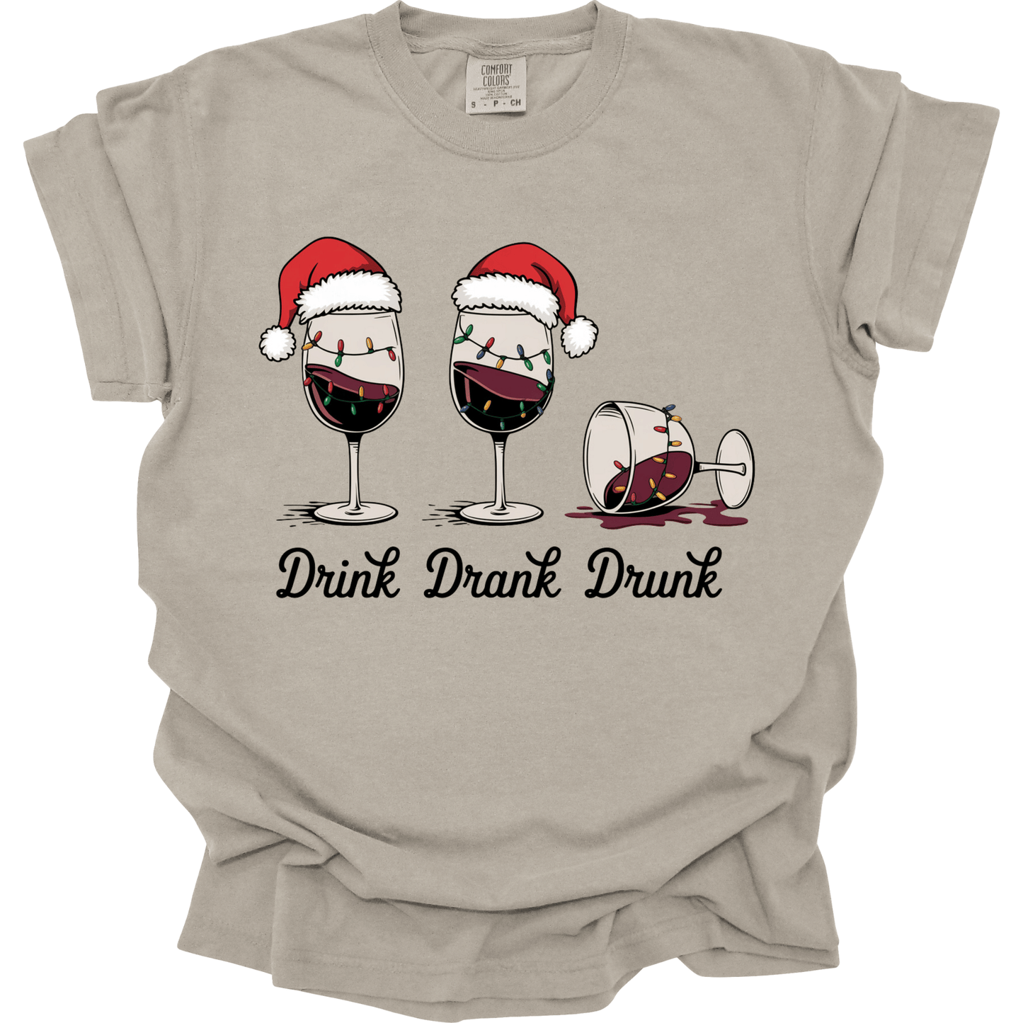 Drink Drank Drunk Christmas Wine Glasses