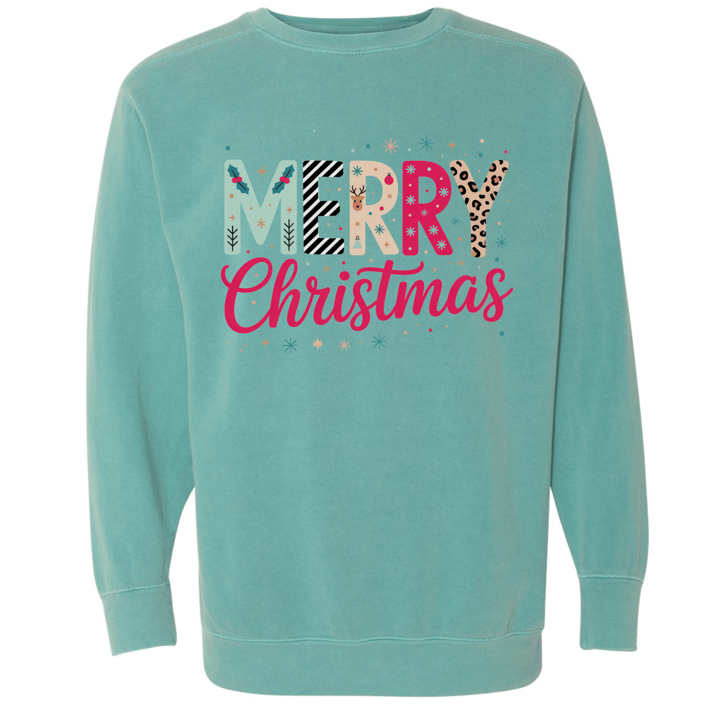 Merry Christmas Colorful Preppy Letters