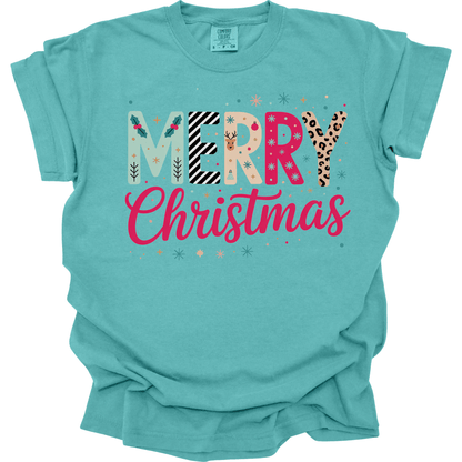 Merry Christmas Colorful Preppy Letters