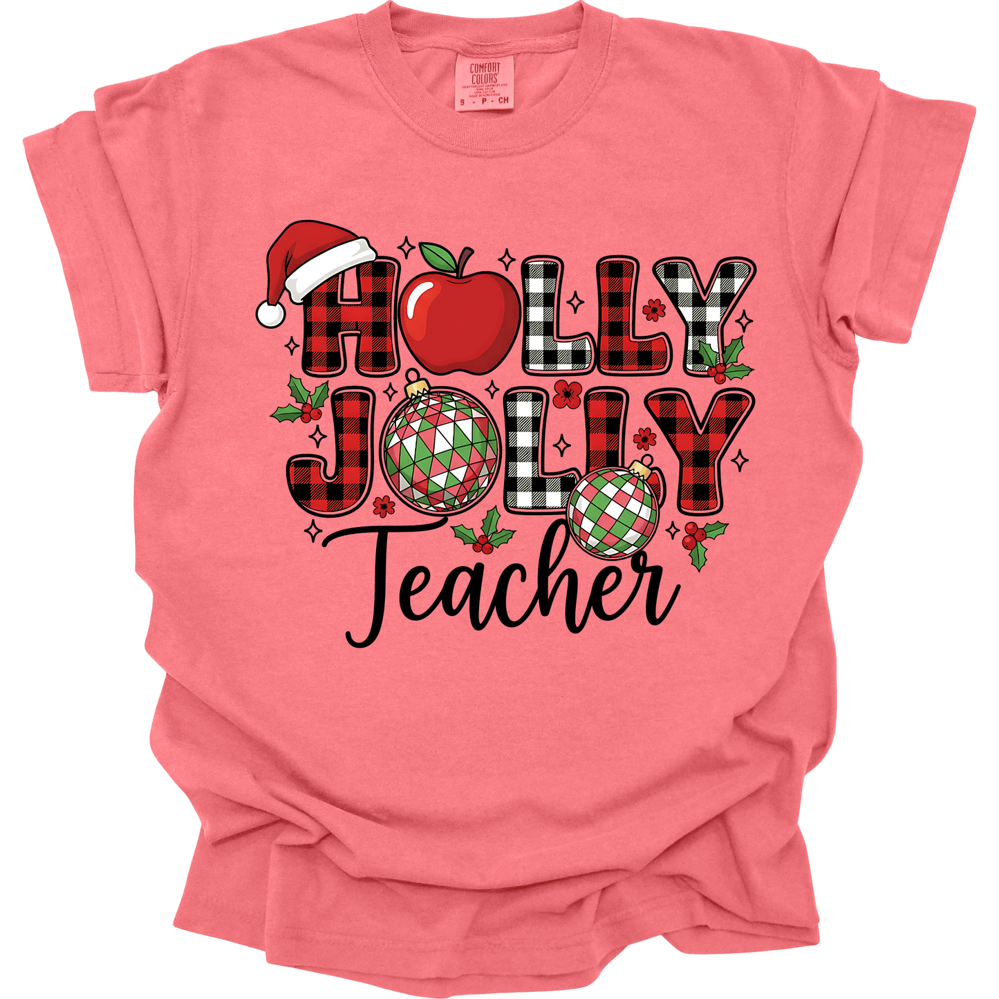 Holly Jolly Teacher – Buffalo Plaid Ornament