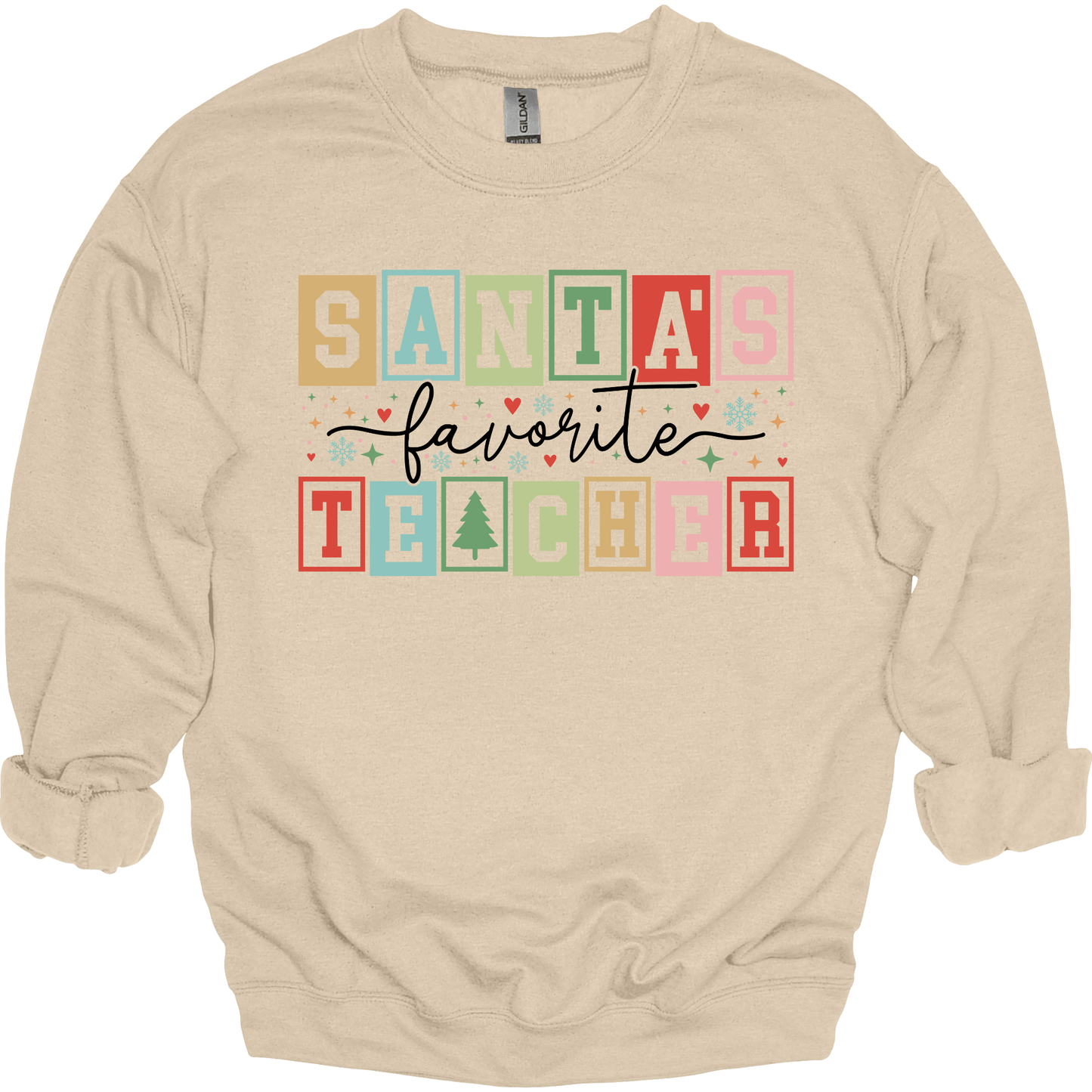 Santa’s Favorite Teacher Retro Block Letters