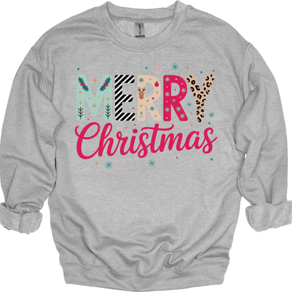 Merry Christmas Colorful Preppy Letters