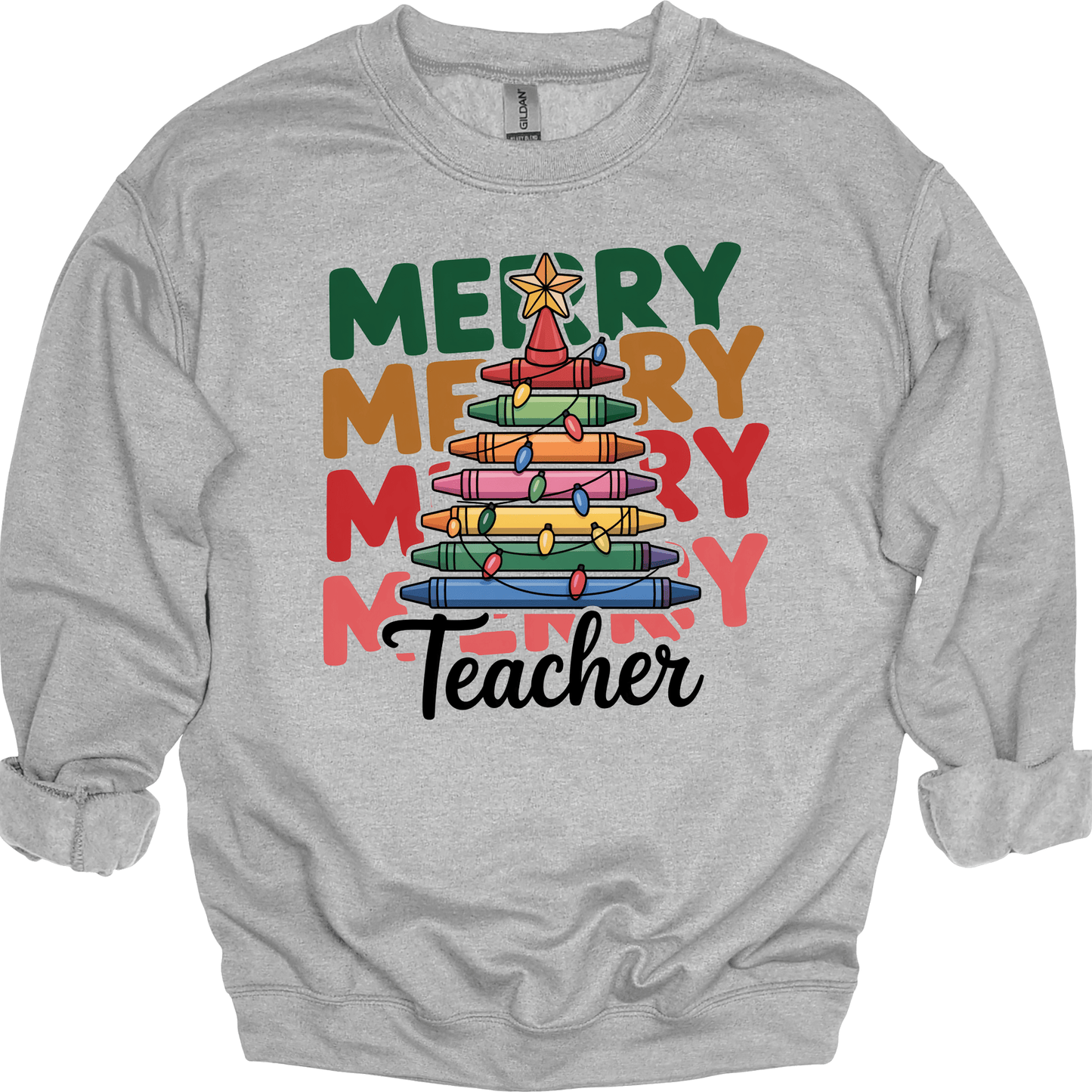 Merry Teacher – Colorful Crayon Tree