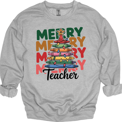 Merry Teacher – Colorful Crayon Tree