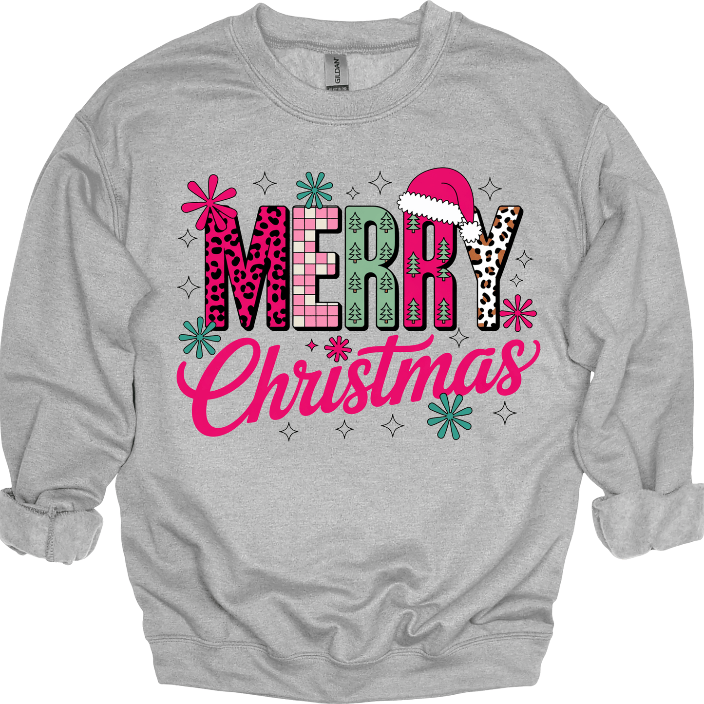 Merry Christmas Pink Retro Leopard