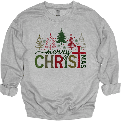 Merry CHRISTmas | Cross Christmas Trees Design