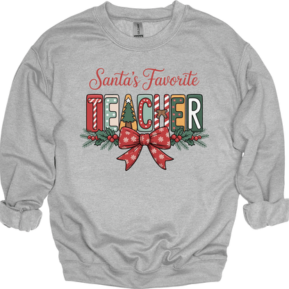 Santa’s Favorite Teacher Preppy Block Letter