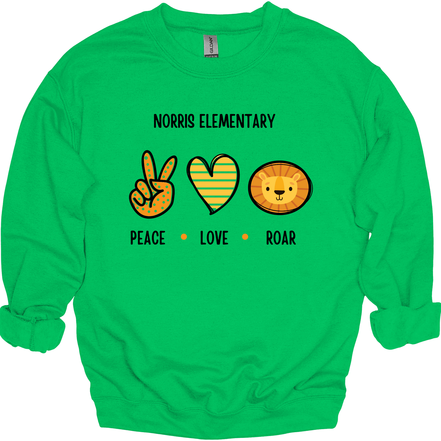 Norris Elementary: Peace, Love, Roar Crewneck Sweatshirt | Youth & Adult