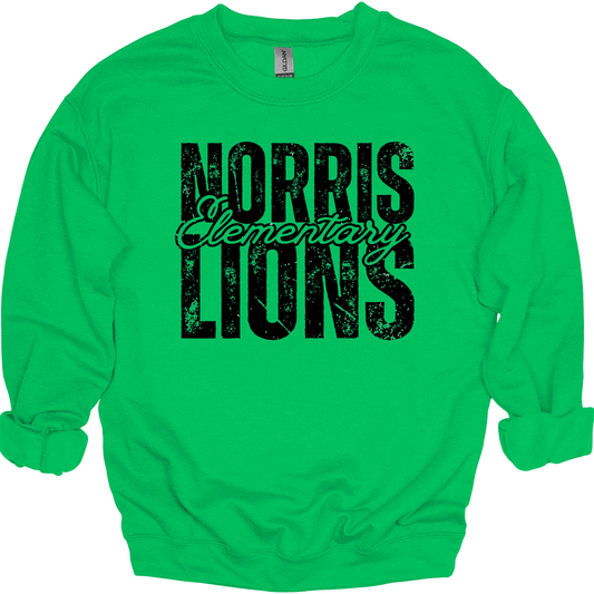 Norris Elementary Lions Grunge Crewneck Sweatshirt | Youth & Adult