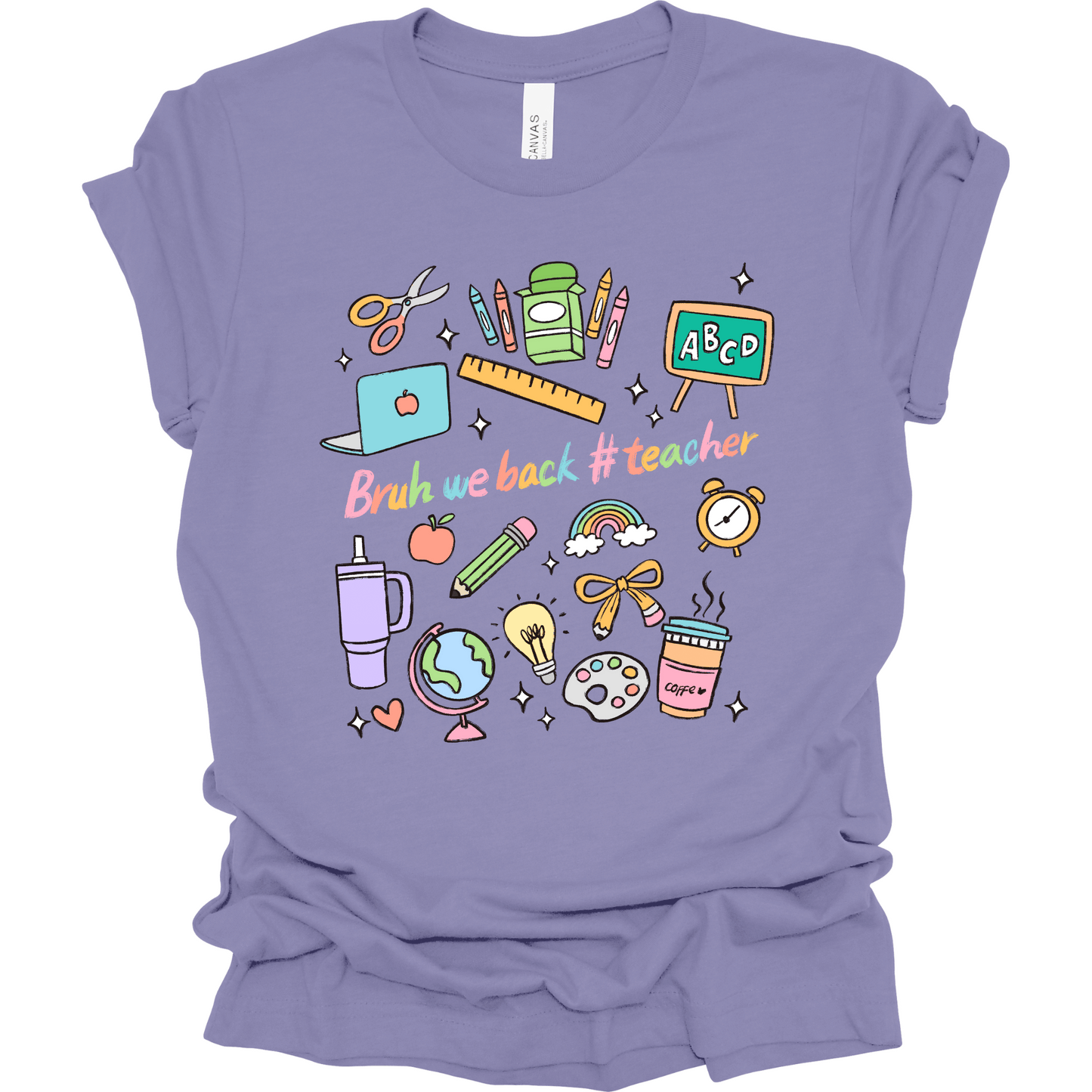 Bruh We Back Pastel Teacher Tee